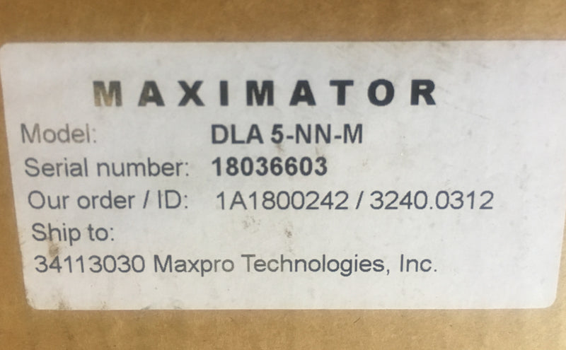 Maximator Air Pressure Amplifier DLA5-NN-M