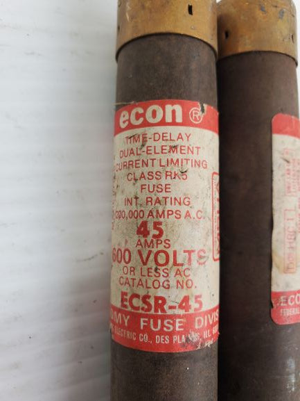 Econ ECSR-45 Time Delay Dual Element Fuse 45 Amps (Lot of 2)