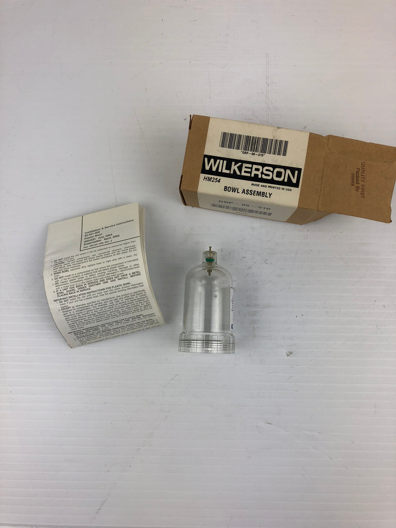 Wilkerson HM254 Bowl Assembly GRP-96-310 Missing O-Ring