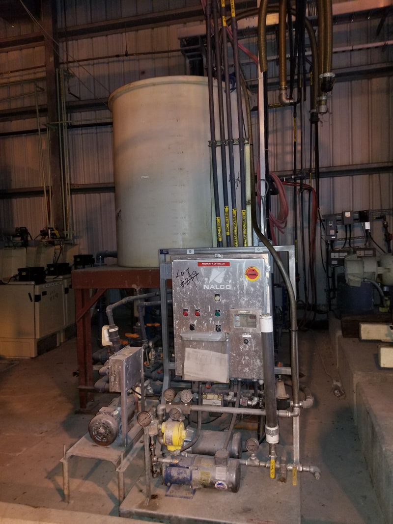 Nalco 500 Gallon Waste Treatment System w/ Pumps, Motors, Valves