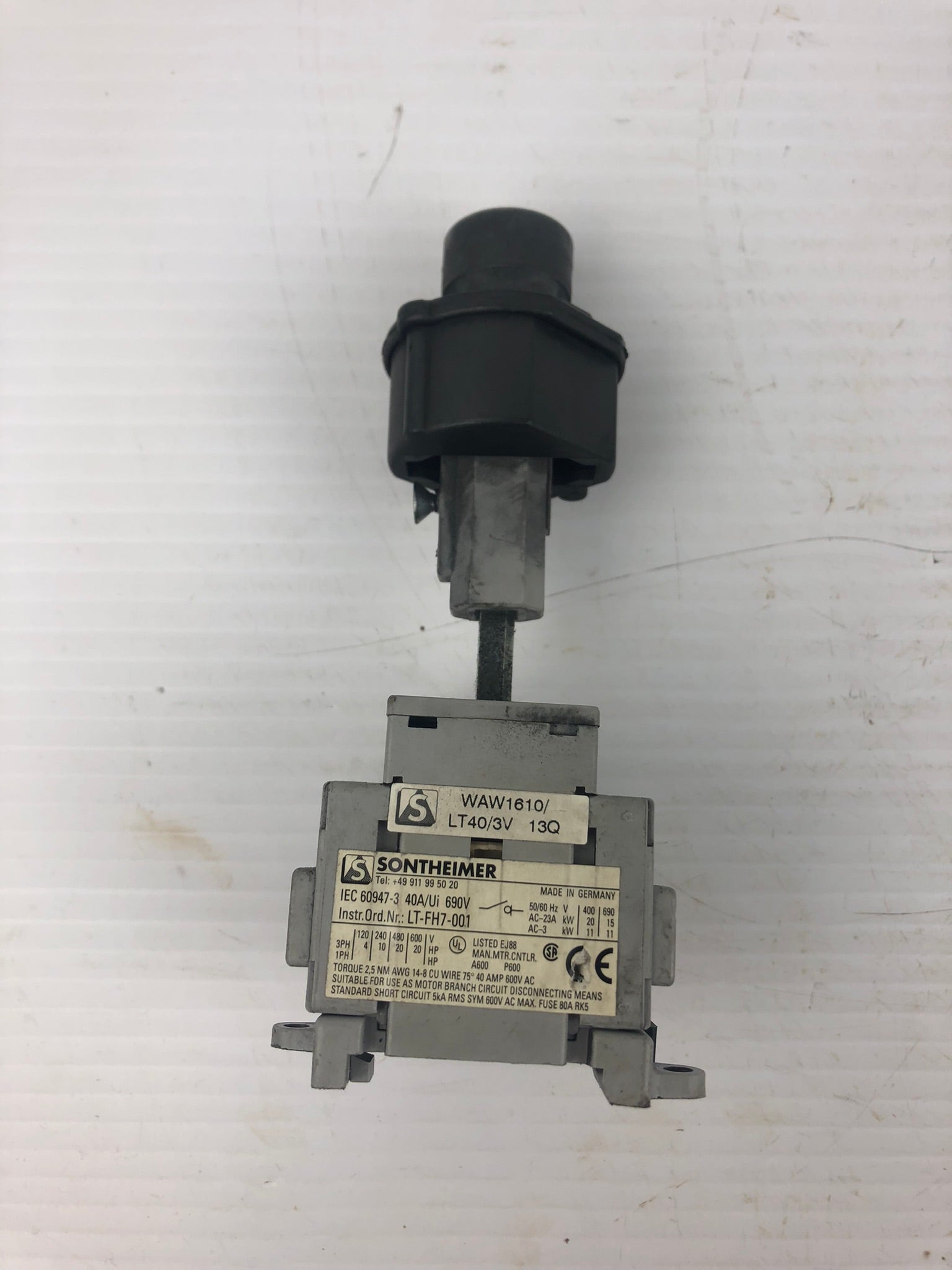 Sontheimer LT-FH7-001 Main Electrical Switch 3 Phase 40A 690V LT40-3V