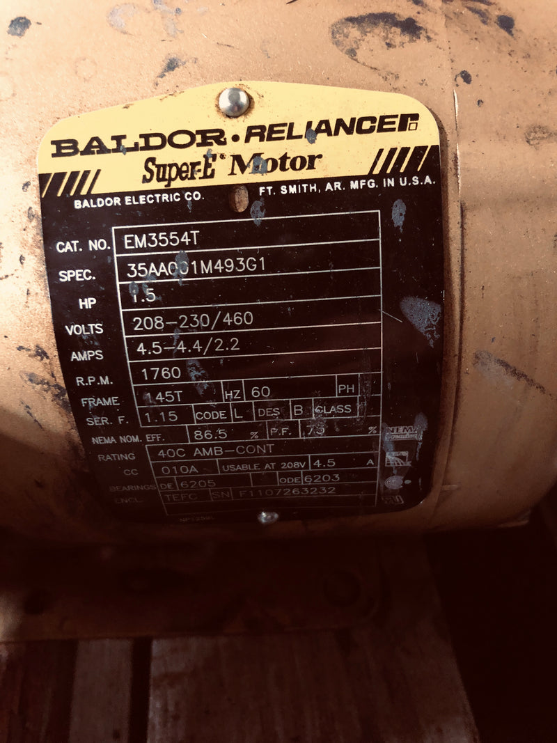 Baldor Super E Motor 1.5 HP 1760 RPM EM3554T