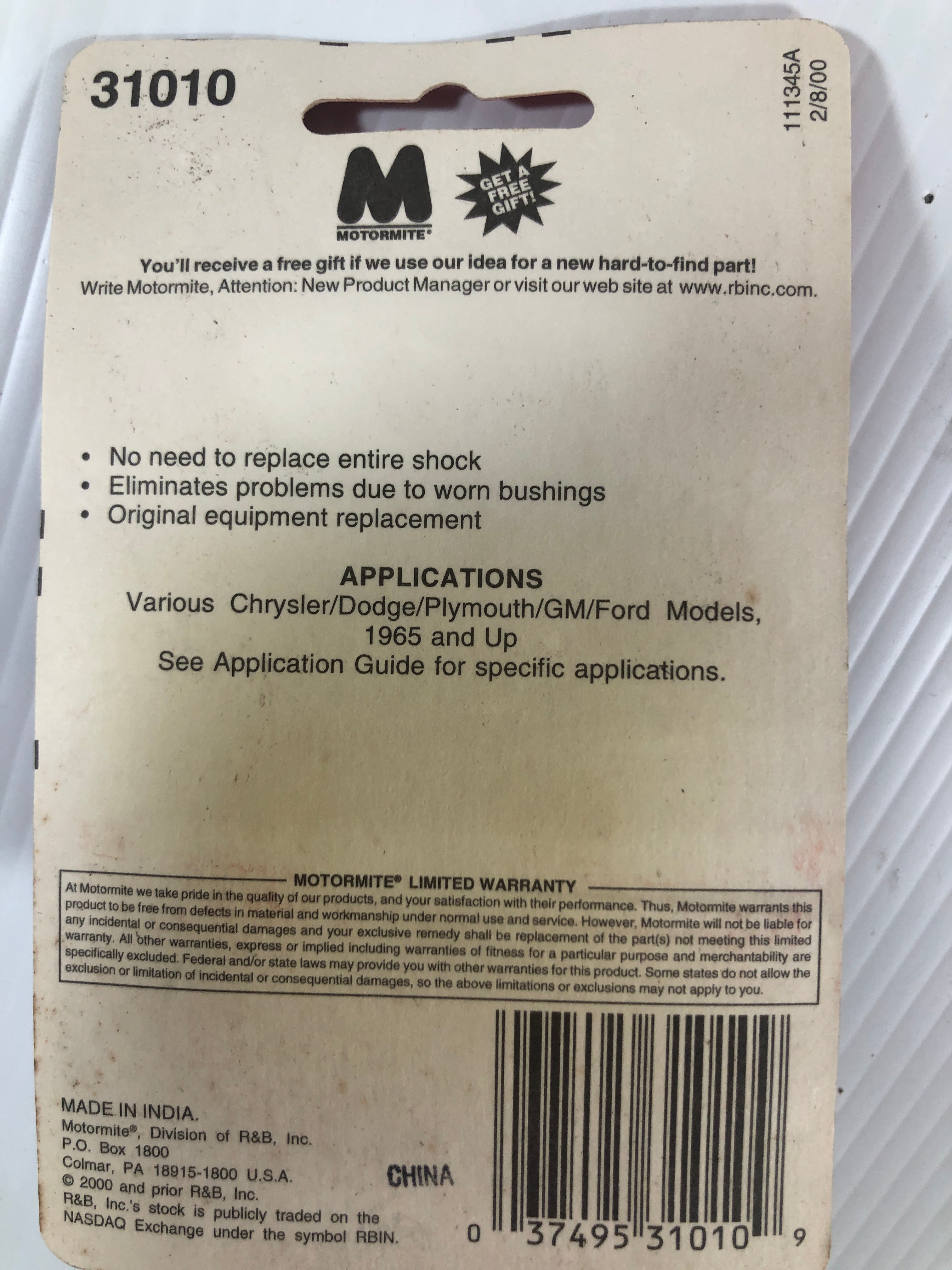 Motormite Help! Shock Absorbing Bushing 31010 Dorman 705-003