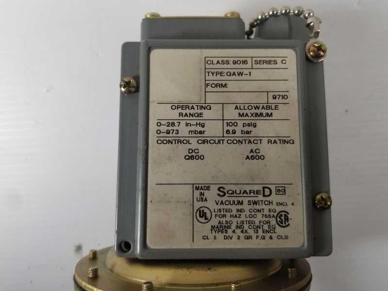 Square D GAW-1 Pressure Switch
