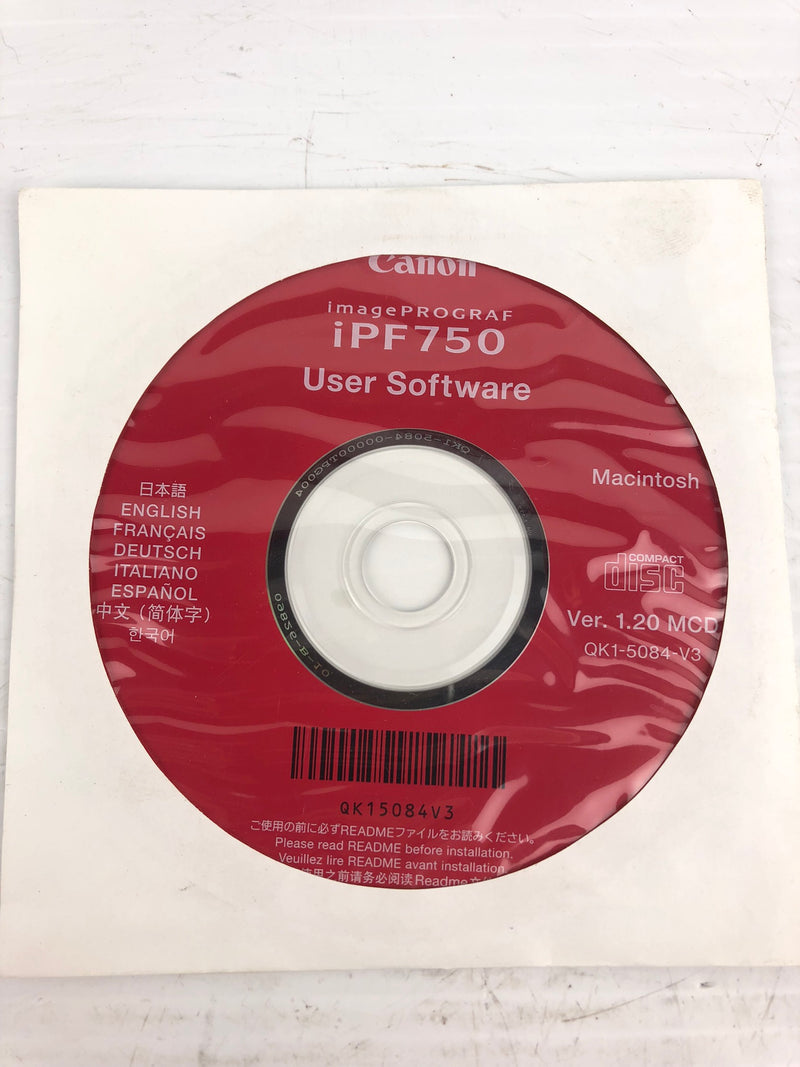 Canon iPF750 User Software QK15084V3 & User Manual QK15085V2 - CD ROM - Lot of 2