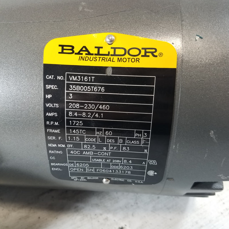 Baldor VM3161T 3HP 3 Phase Electric Motor