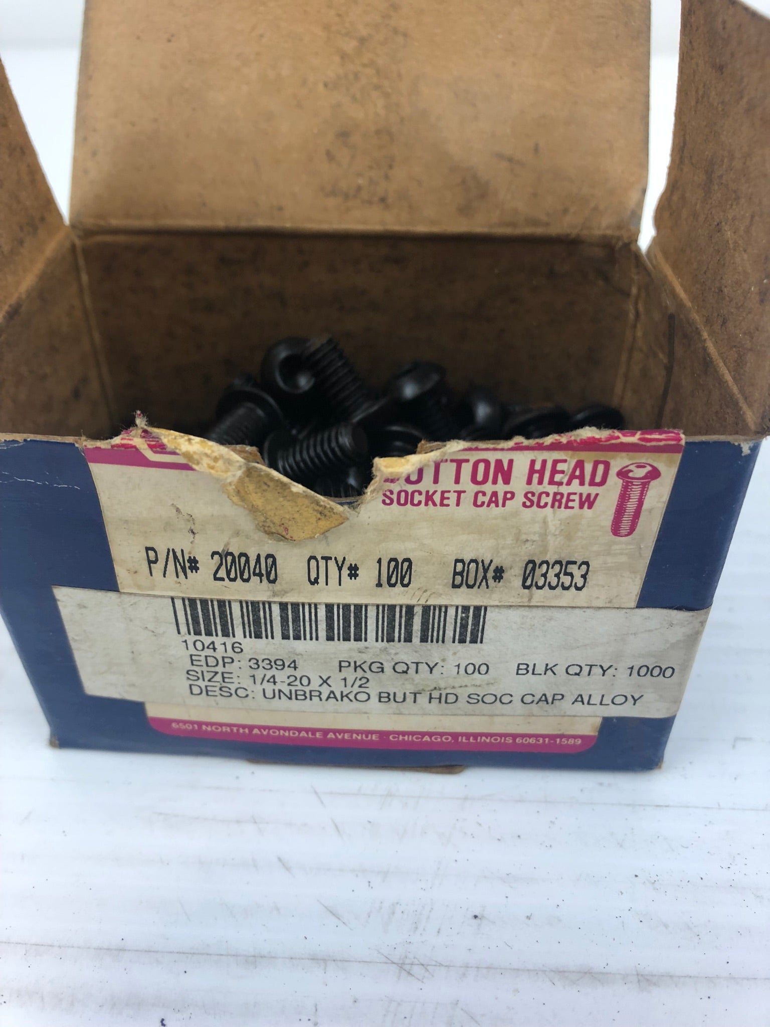 Blue Devil 16067301 Button Head Socket Cap Screw 20040 (Box of 100)