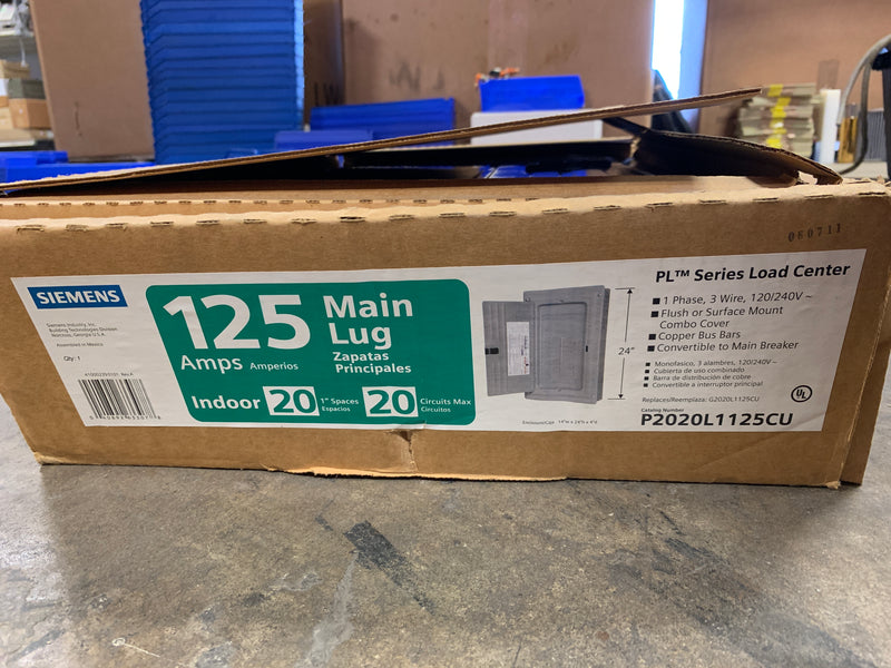 Siemens PL Series Load Center P2020L1125CU 1 Phase 20 Circuits