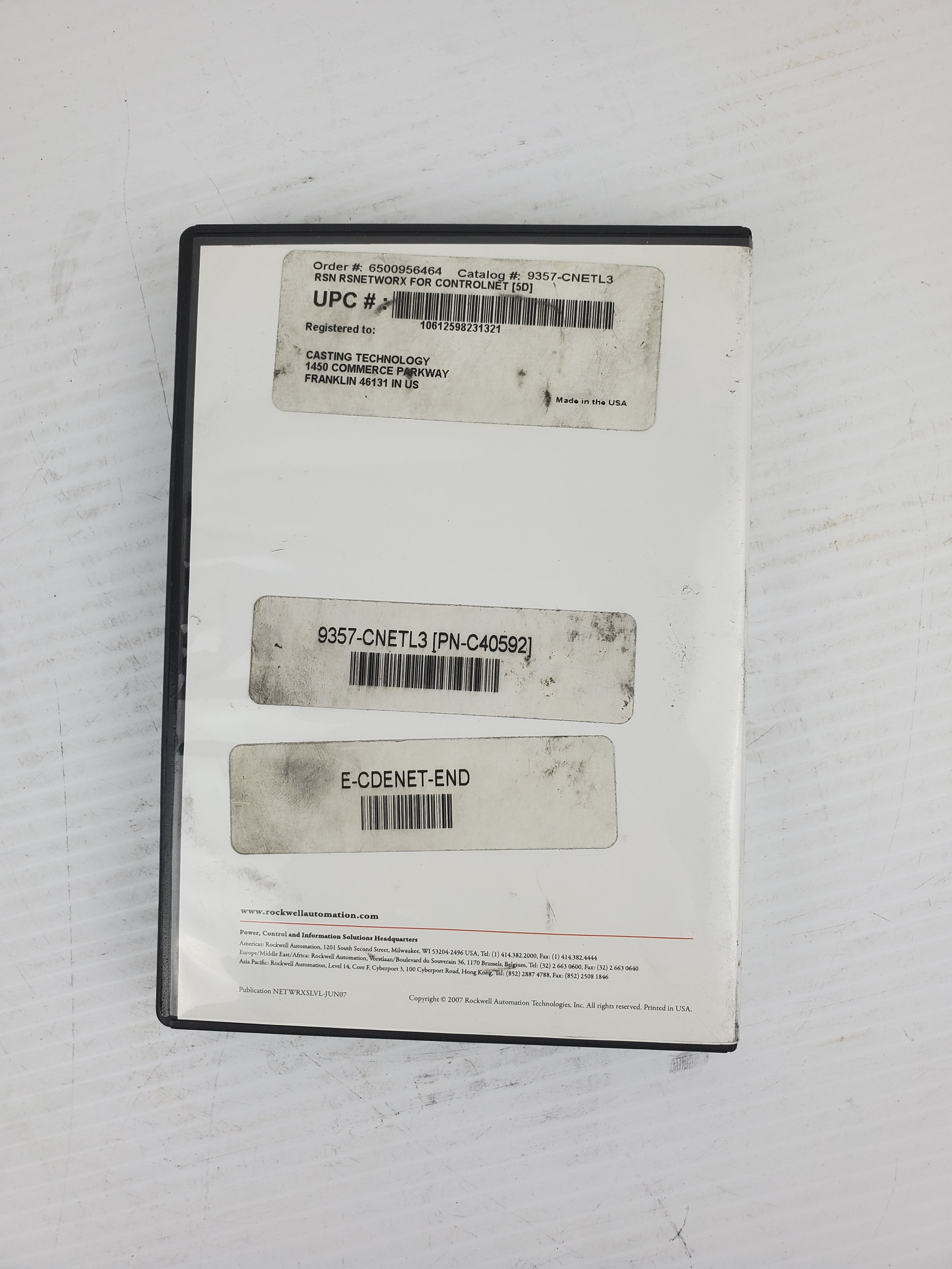 Rockwell RSNetWorx 9357-CNETL3 CD/DVD-ROM 136112 Software Version 11.00.00