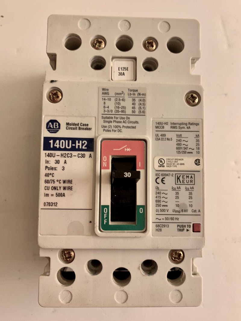 Allen-Bradley 140U-H2 Molded Case Circuit Breaker 30A