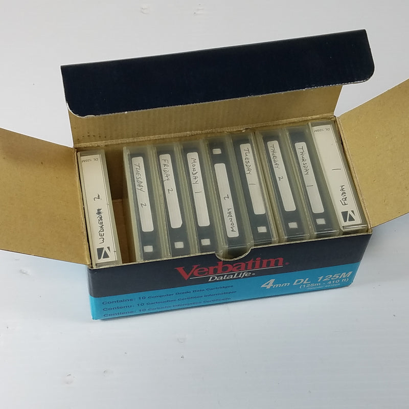 Verbatim 4mm Tape Cartridge DL 125M (Lot of 9)