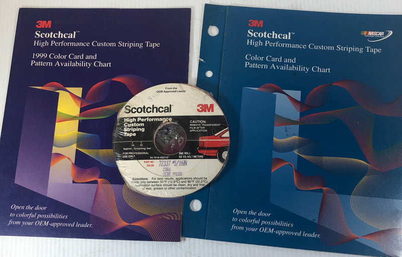 3M Scotchcal Striping Tape Color Card Brochures & 50 Yard Roll Coral 72337 5/16"