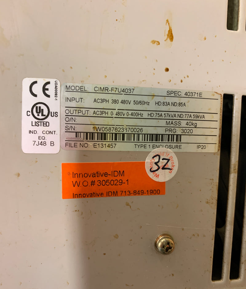 Yaskawa Varispeed AC Drive F7 CIMR-F7U4037 3 Phase