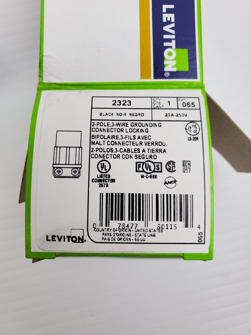Leviton 2-Pole Three Wire Grounding Connector Locking 065-2323 (Lot of 10)