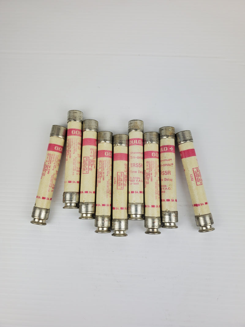 Gould Shawmut TRS5R Time Delay Fuses 5Amps 600VAC or Less (Lot of 9)