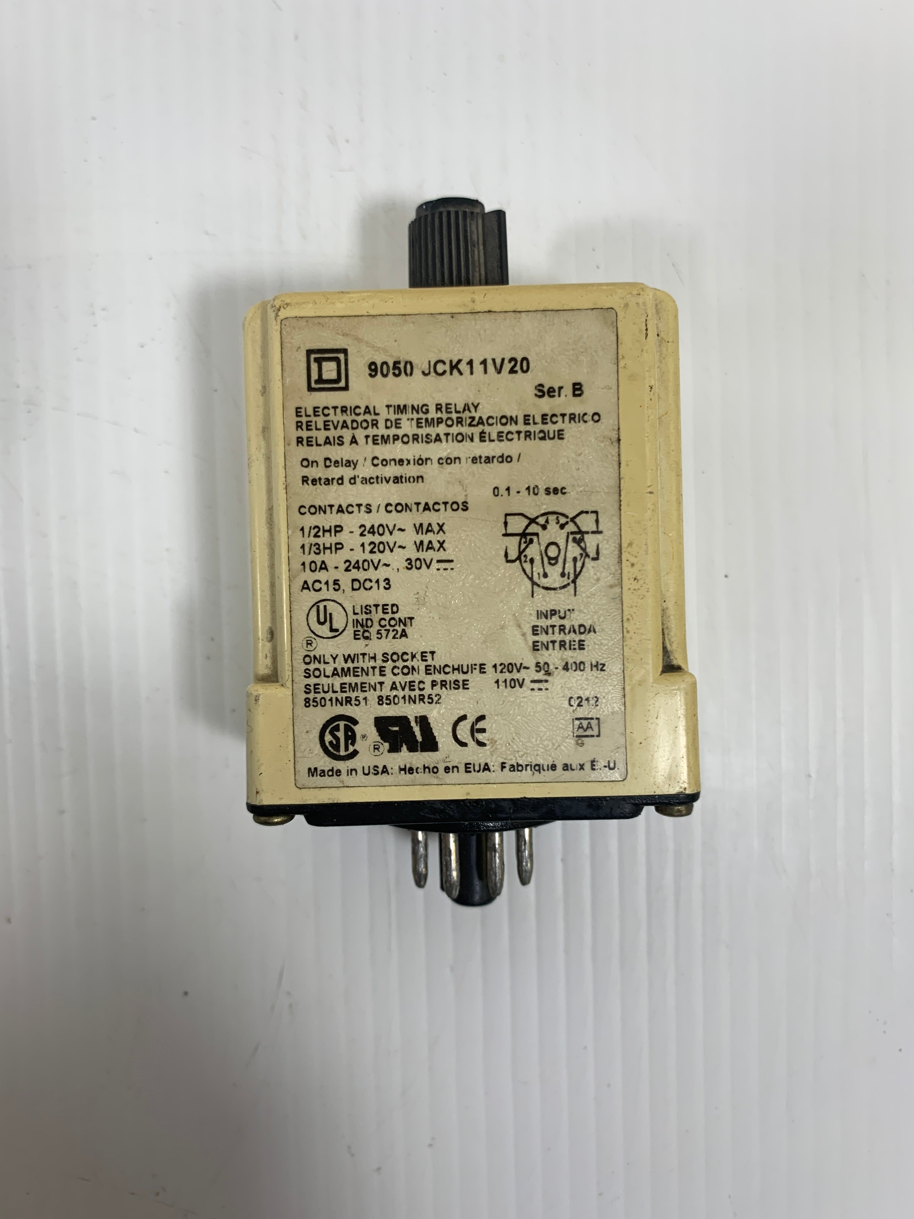 Square D Electrical Timing Relay 9050 JCK11V20