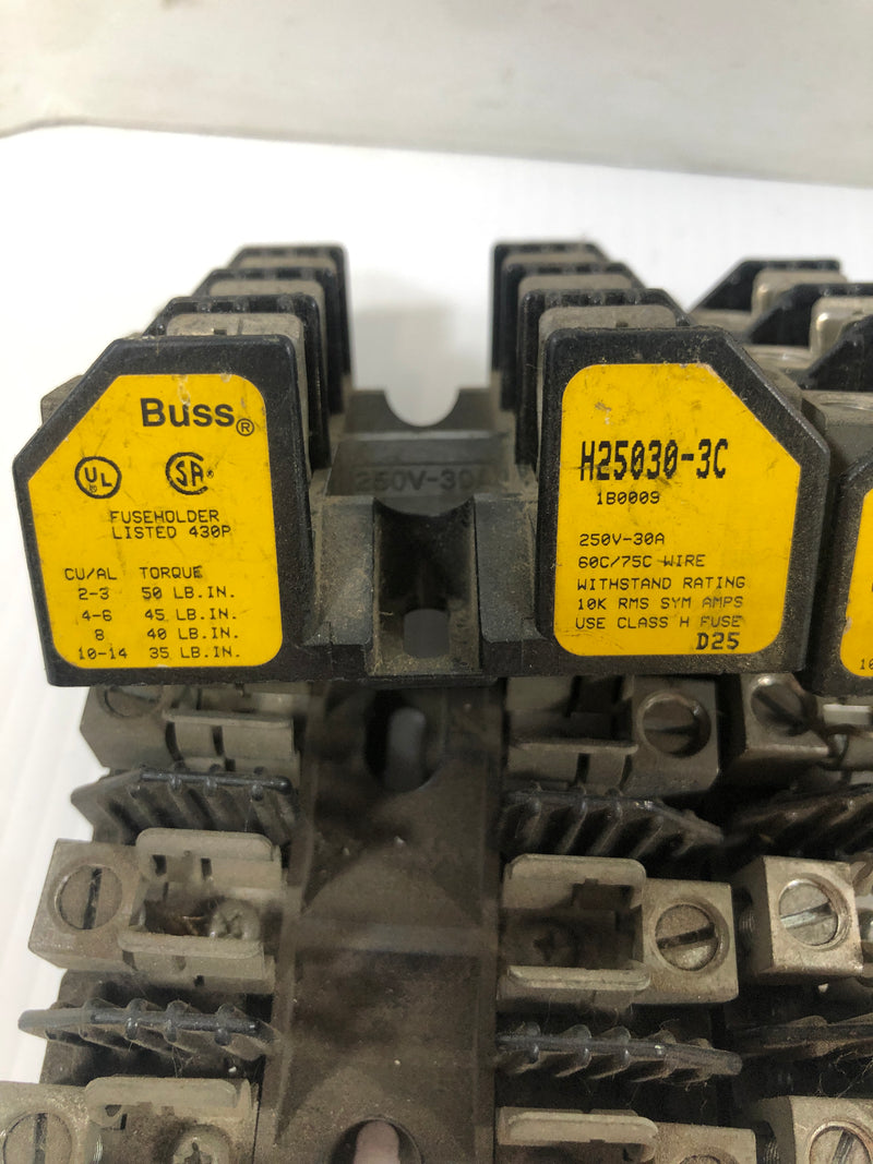 Buss Fuse Holder Fuse Holder H25030-3C 30A 250V D25 Lot of 4