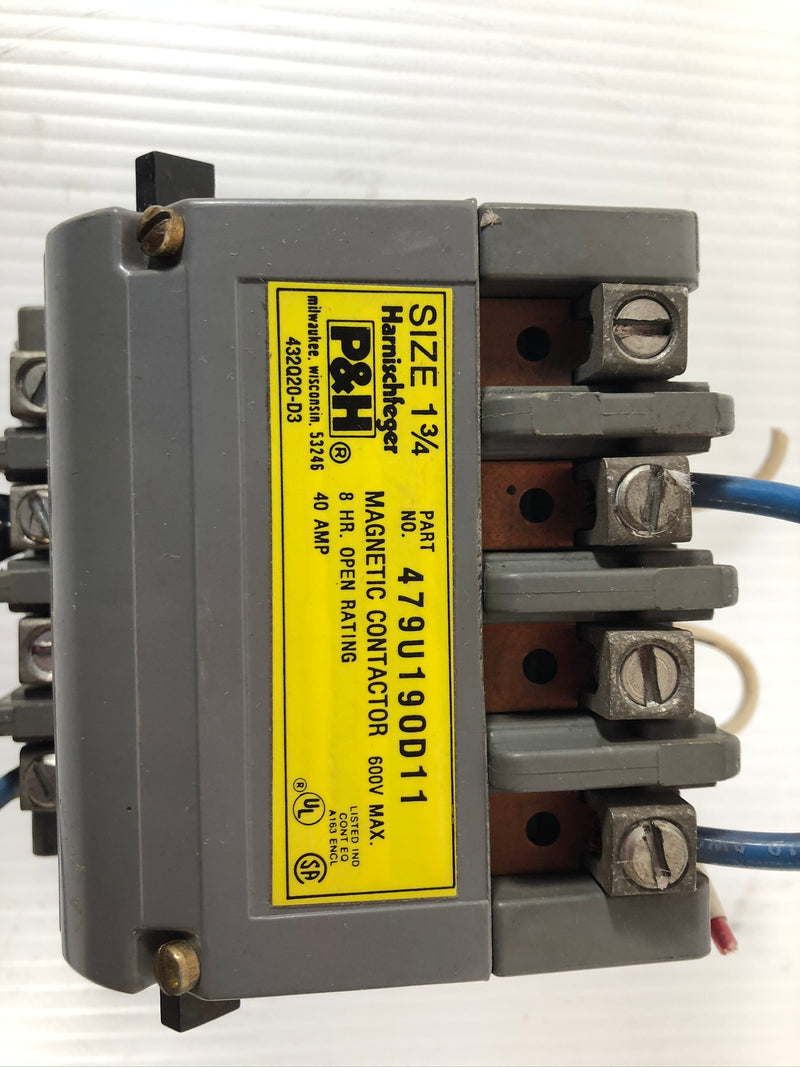 P&H 479U190D11 Size 1-3/4 Magnetic Contactor