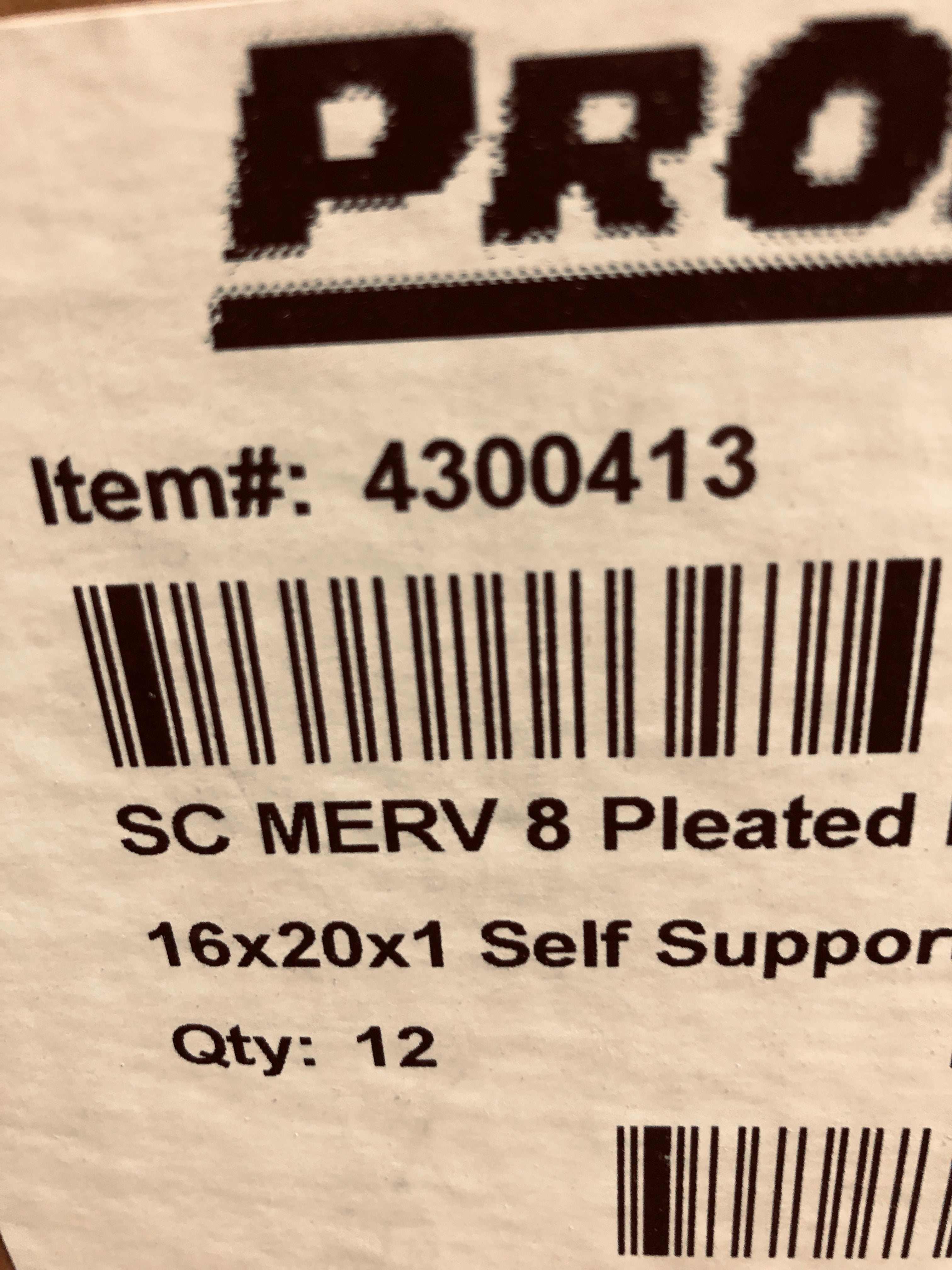 ProFitter Pleated Filter 16 x 20 x 1 Self Supporting 4300413 (Case of 12)