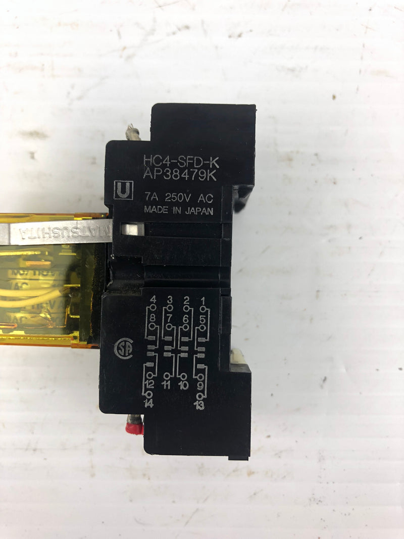 NAIS HC4ED-L-AC100V 100/110V Relay with HC4-SFD-K AP38479K 7A 250V AC Base