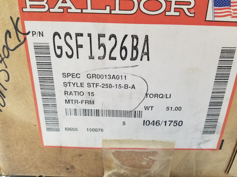 Baldor GSF1526BA 15:1 Gear Reducer