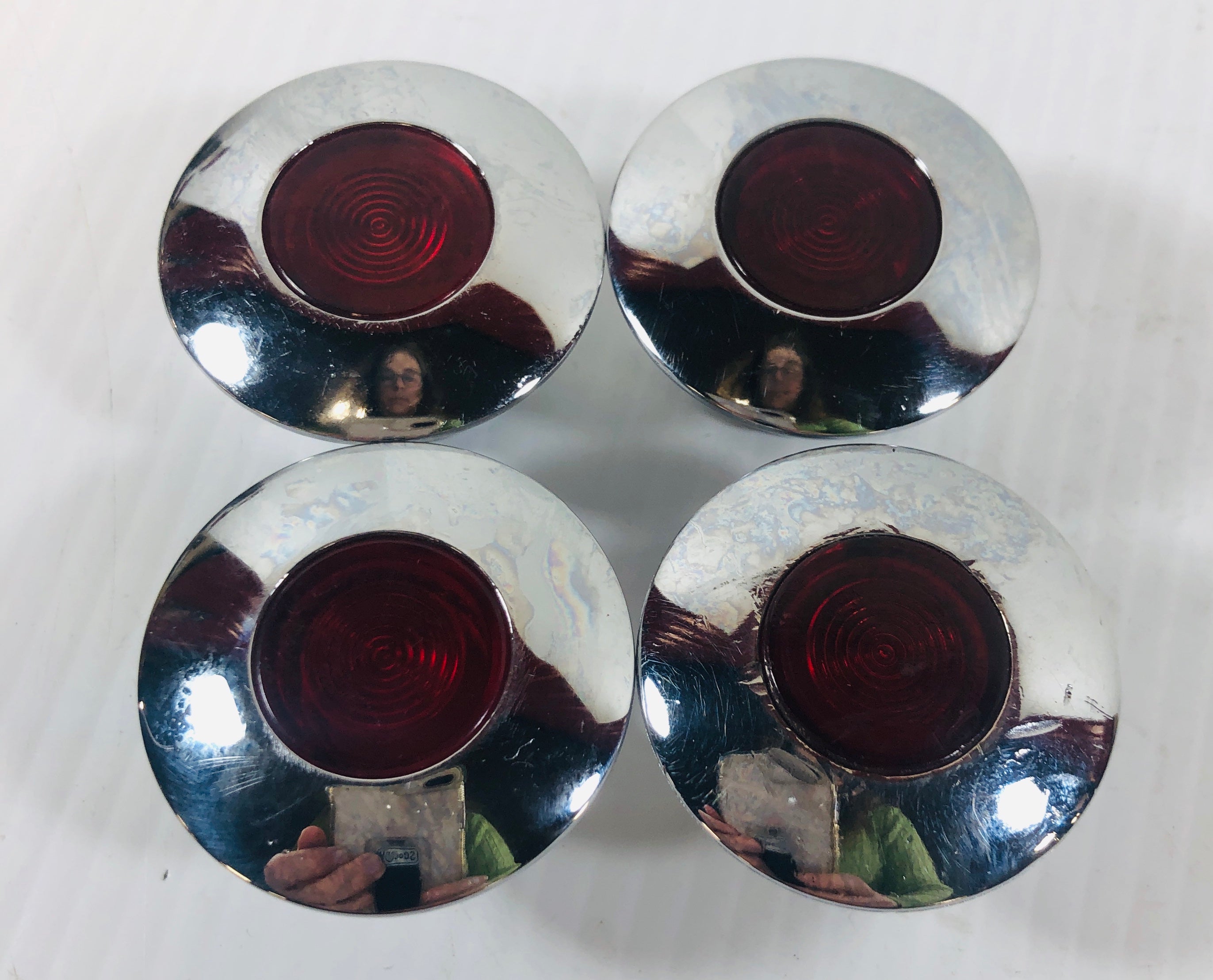 Red Screw On Illuminated Light Caps - Lot of 4