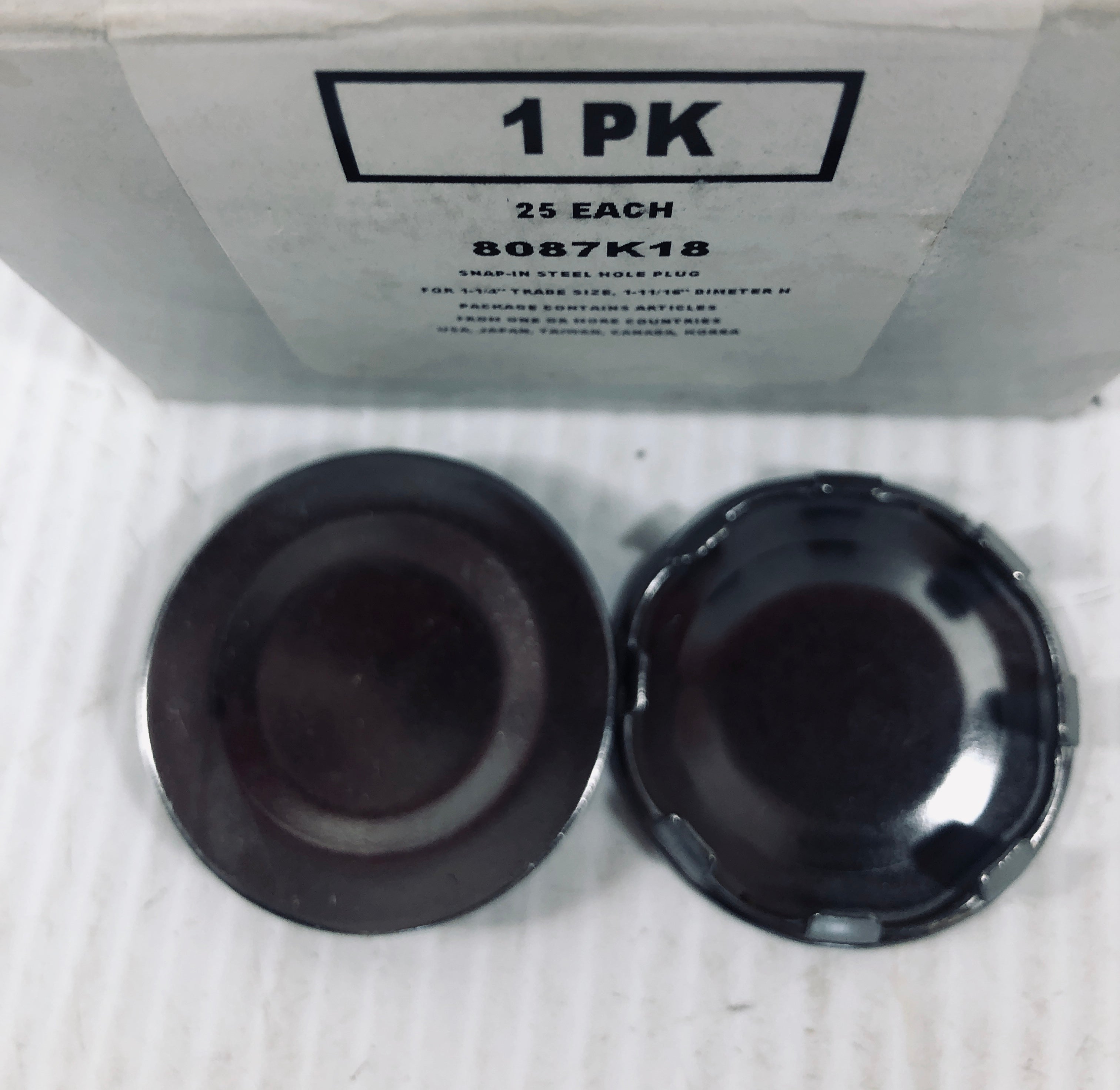 Steel Snap In Button Hole Plug 1-1/4" Trade Size 1-11/16 8087K18 - Box of 25