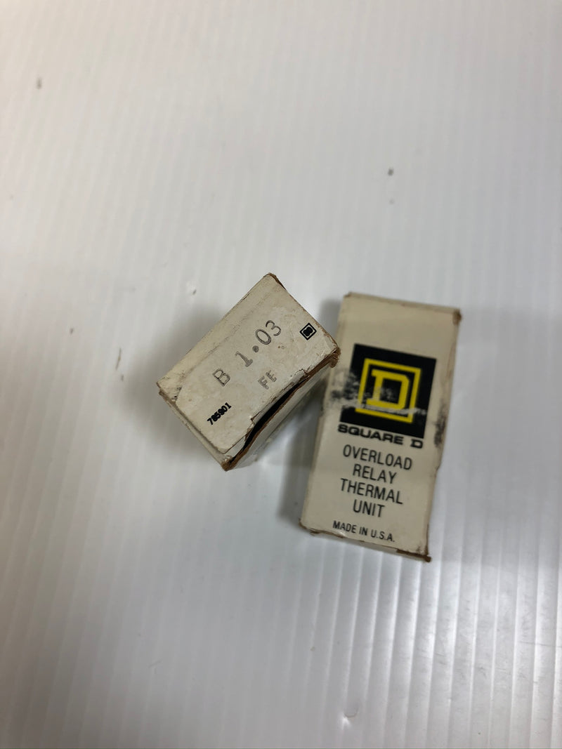 Lot of 2 - Square D Overload Relay Thermal Unit B1.03