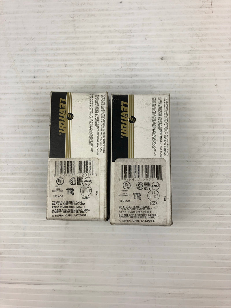 Leviton T5020-I TR Single Receptacle Back & Side Wired 20A 125V Ivory Lot of 2