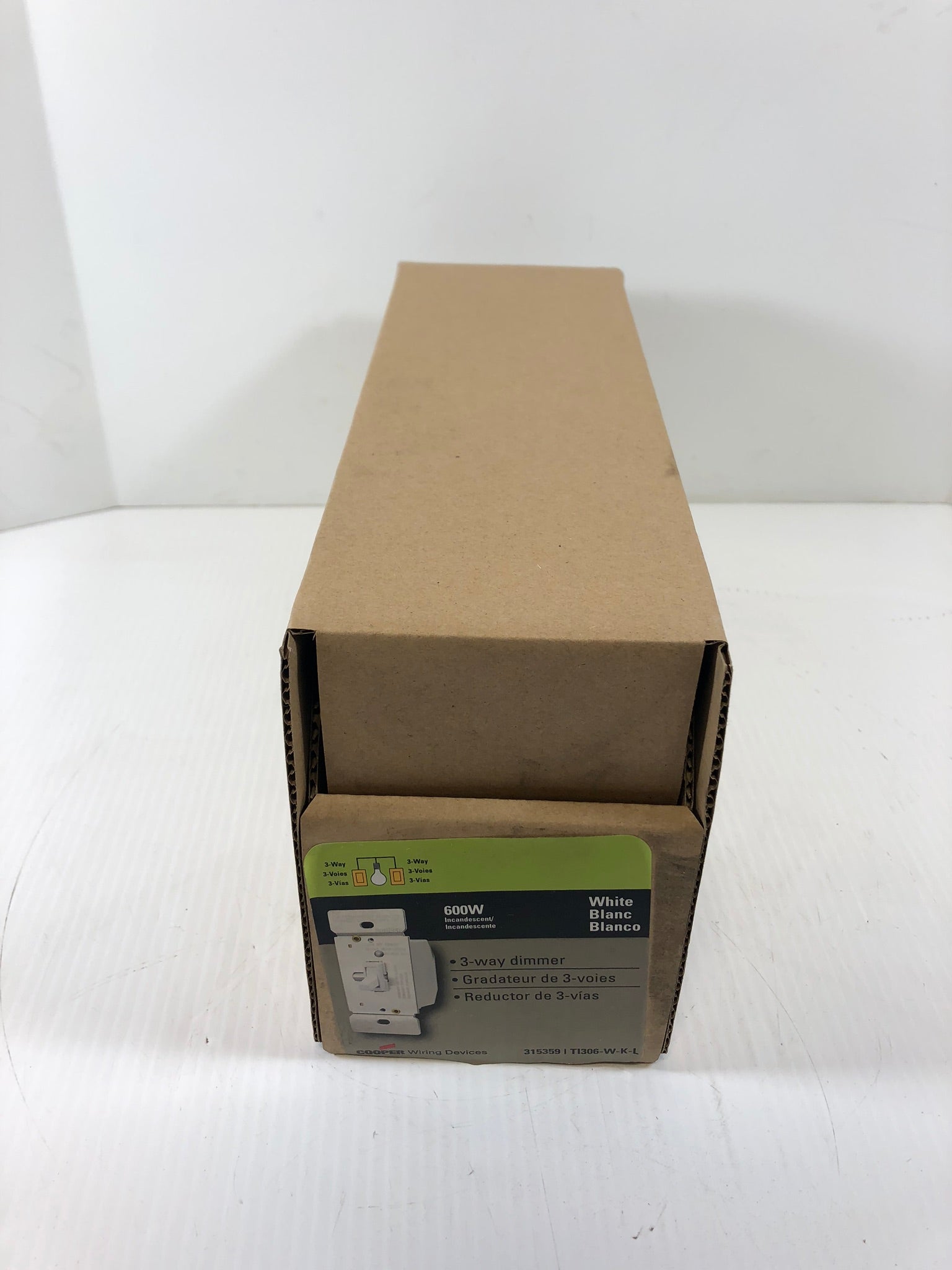 3-Way Toggle Dimmer Switch TI306-W-K-L White Cooper Wiring Devices New Box of 5