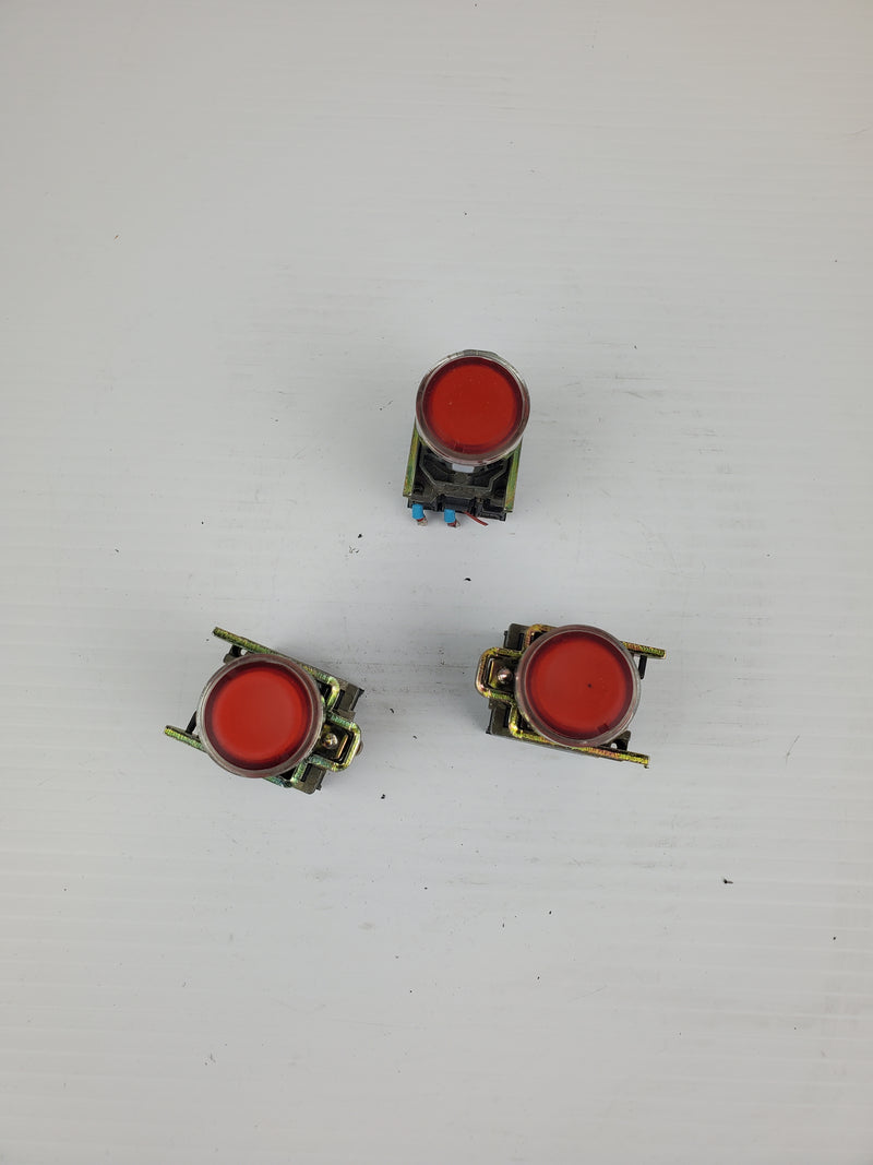 Telemecanique ZBE-101 Red Push Buttons With Manuel Mounting ( Lot of 3)