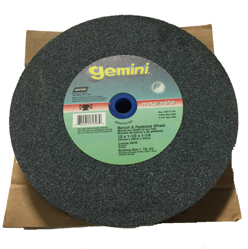 Gemini 66253161393 Bench & Pedestal Grinding Wheel 10" x 1-1/2" x 1-1/4"