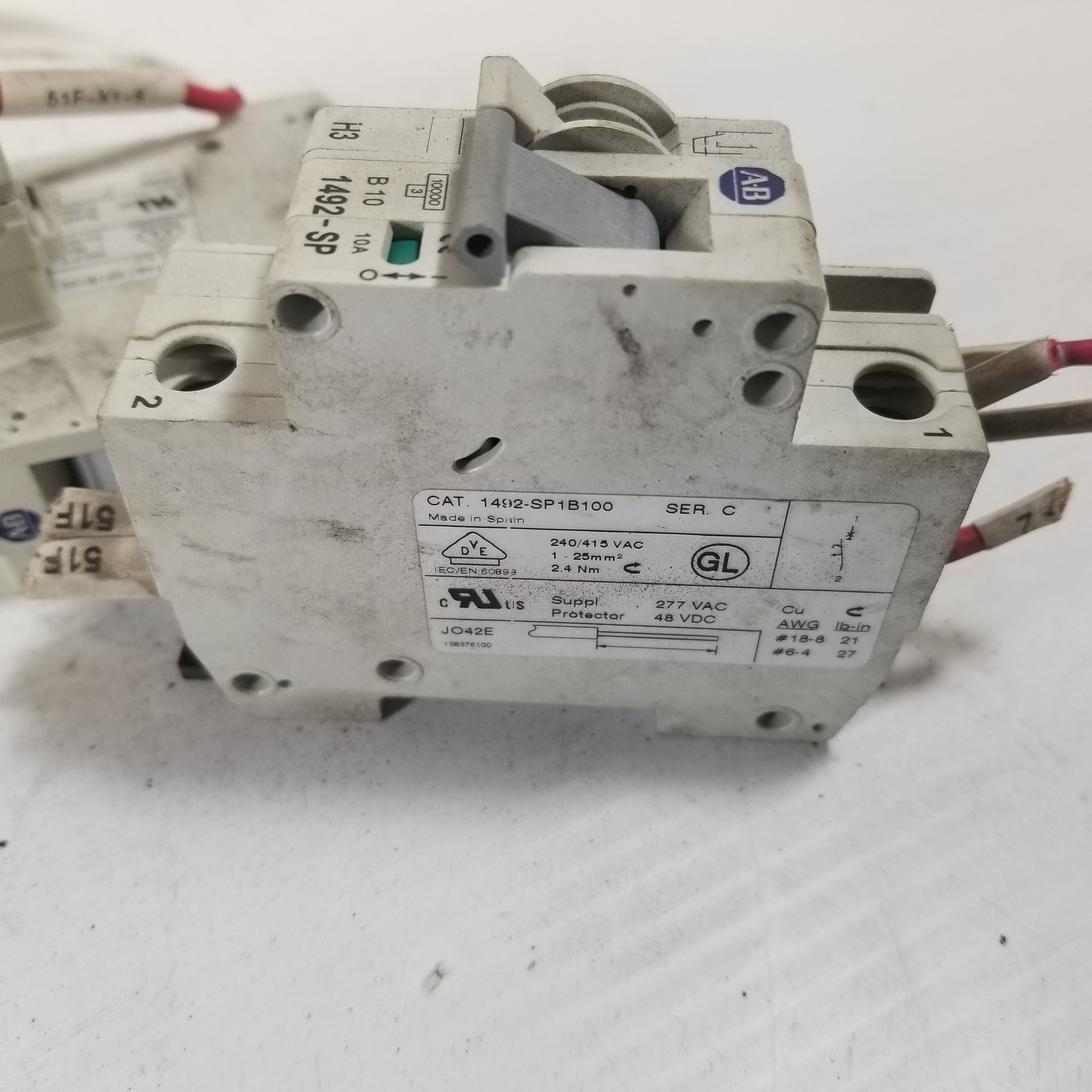 Allen-Bradley 1492-SP1B100 Circuit Breaker with ASPH3 Contact Block - Lot of 12