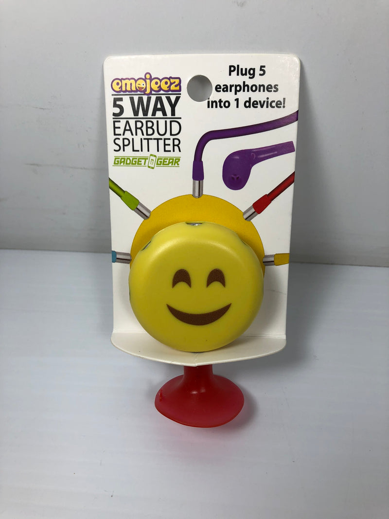 Gadget Gear Emojeez 1 to 5 Way Earbud Splitter - 5 Emoji Designs! - Lot of 5