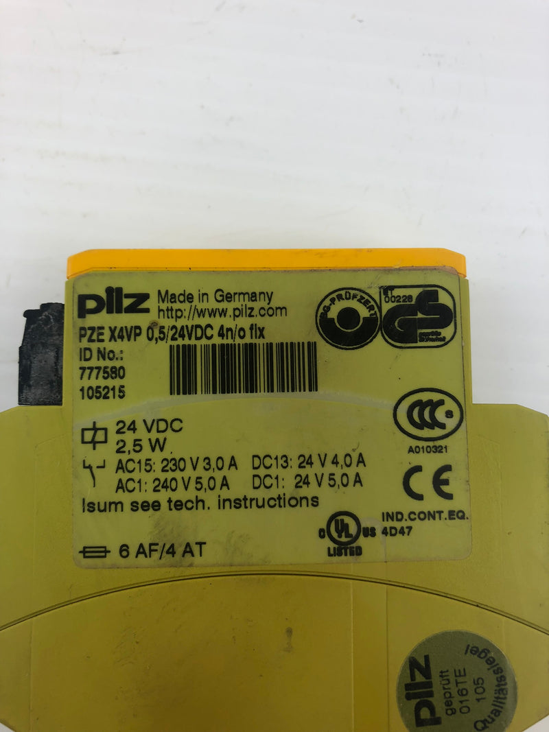 Pilz PZE X4VP Safety Relay 0,5s 24VDC 4n/o fix