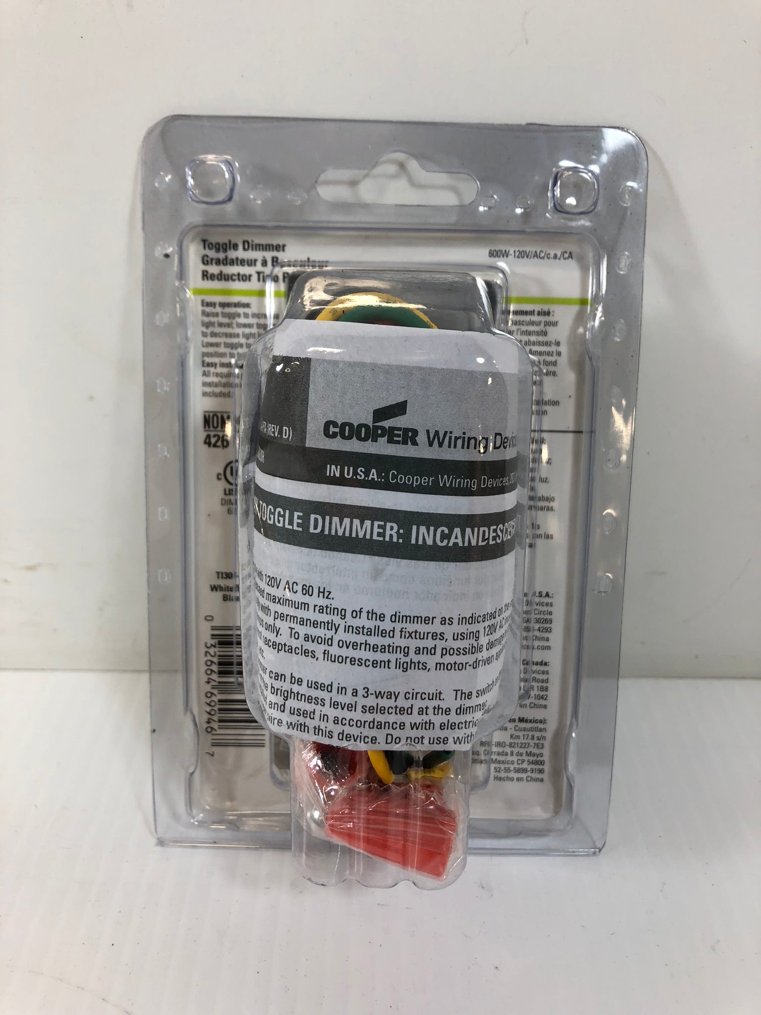 3-Way Toggle Dimmer Switch TI306-W-K-L White Cooper Wiring Devices New Box of 5