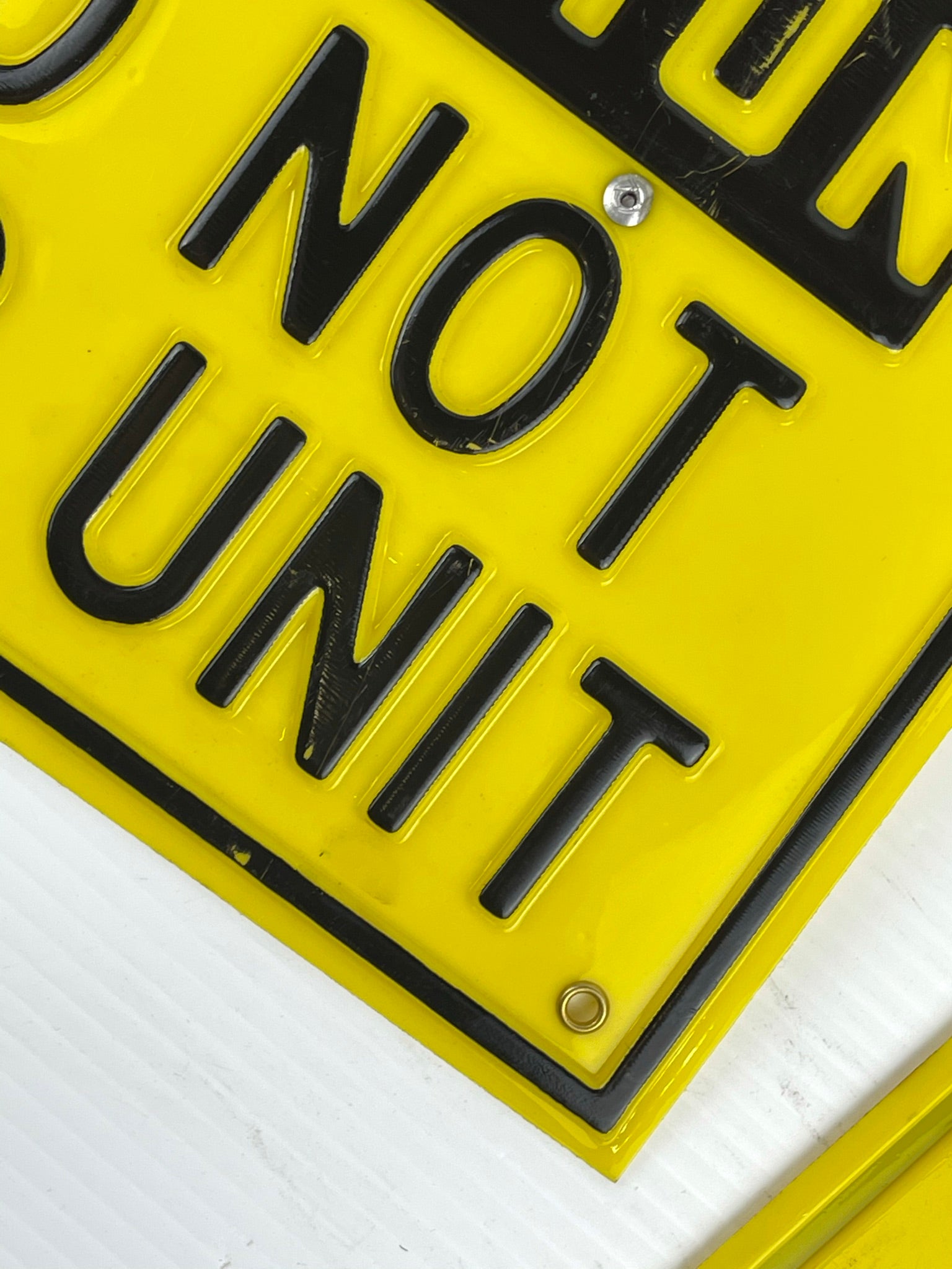 Industrial Sign 9-1/2" x 12-1/2" "Caution Do Not Bar Unit" Yellow and Black