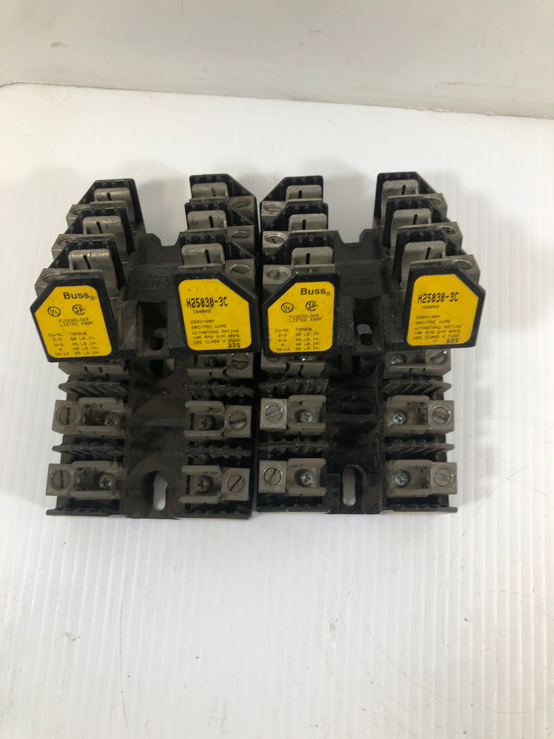 Buss Fuse Holder Fuse Holder H25030-3C 30A 250V D25 Lot of 4