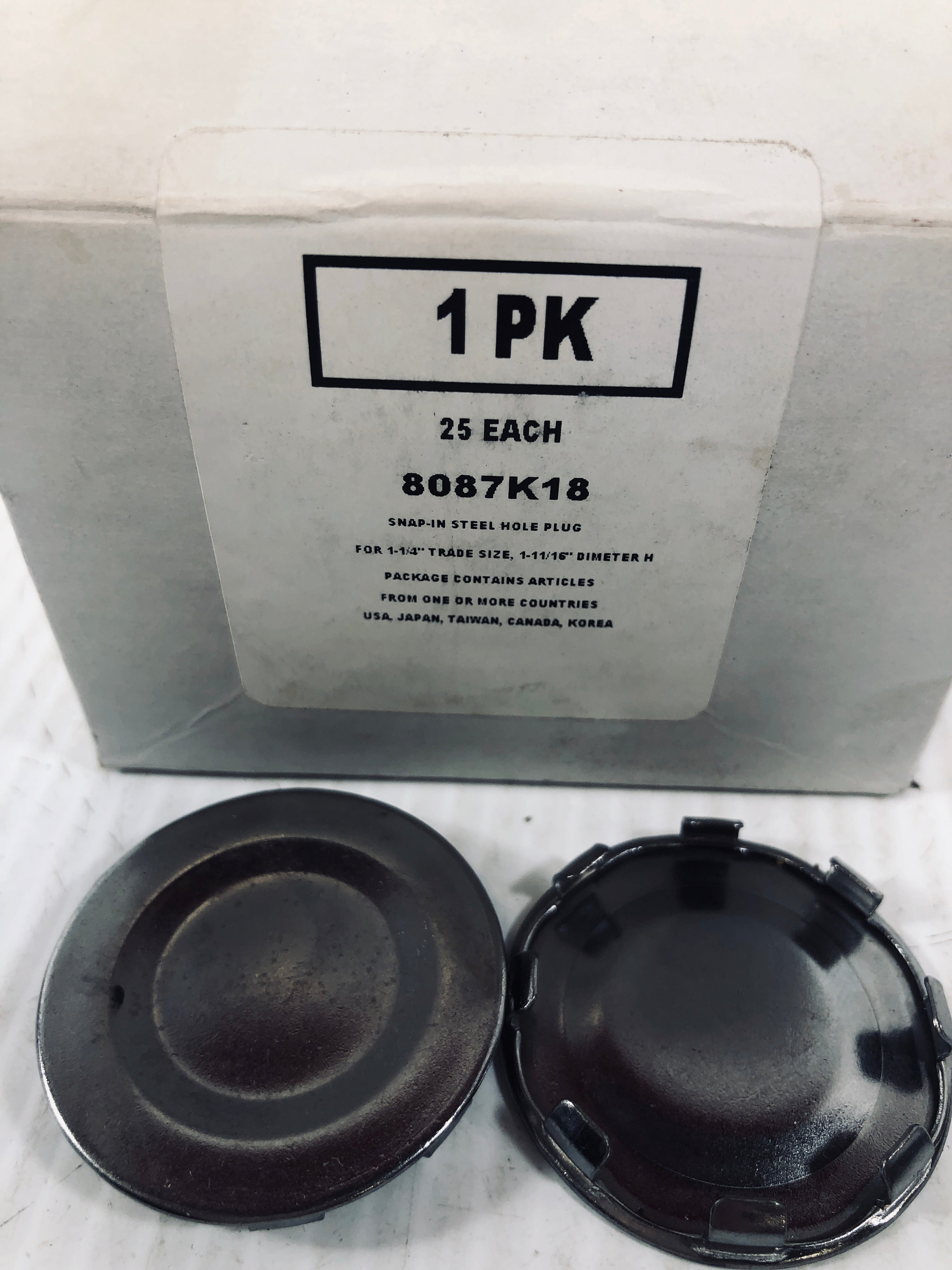 Steel Snap In Button Hole Plug 1-1/4" Trade Size 1-11/16 8087K18 - Box of 25