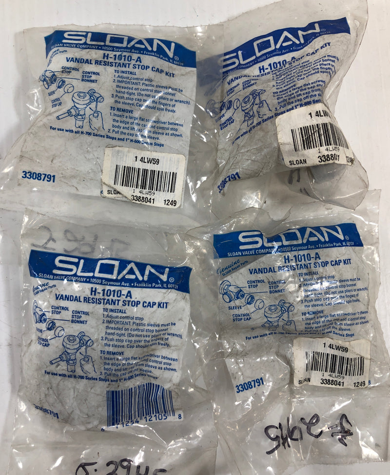 Sloan Vandal Resistant Stop Cap Kit H-1010-A (Lot of 4)