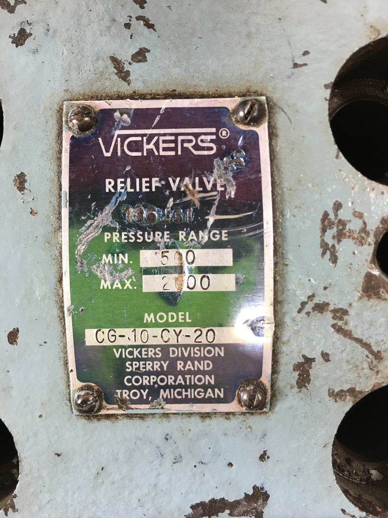 Vickers Relief Valve CG 10 CY 20 500-2000 PSI