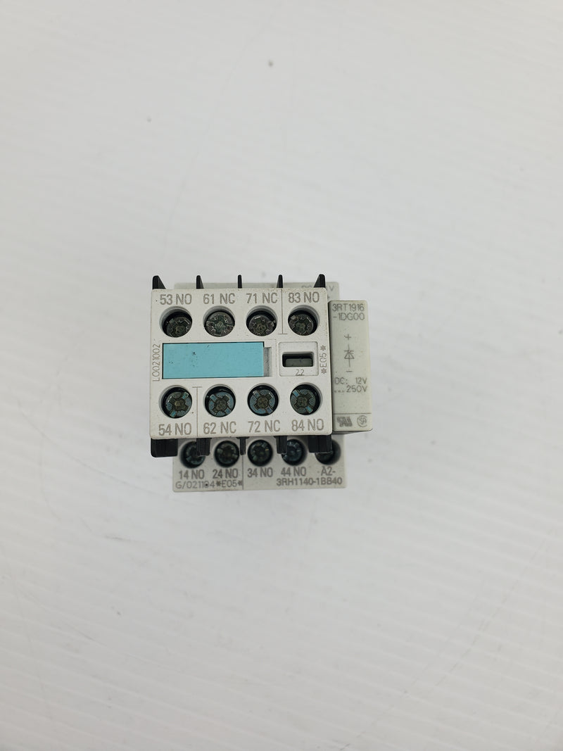 Siemens 3RH1140-1BB40 Contactor With 3RH1911-1FA22 Contact Block