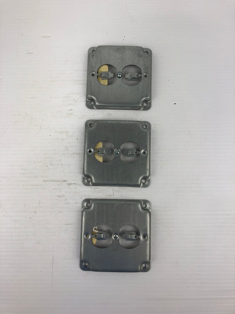 Steel City RS12 Duplex Receptacle Square Device Cover Metal - Lot of 3