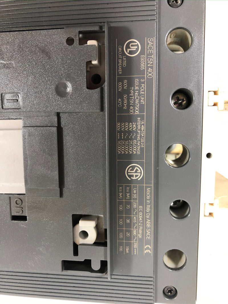 ABB SACE T5N 400 Circuit Breaker 600V 3 Pole