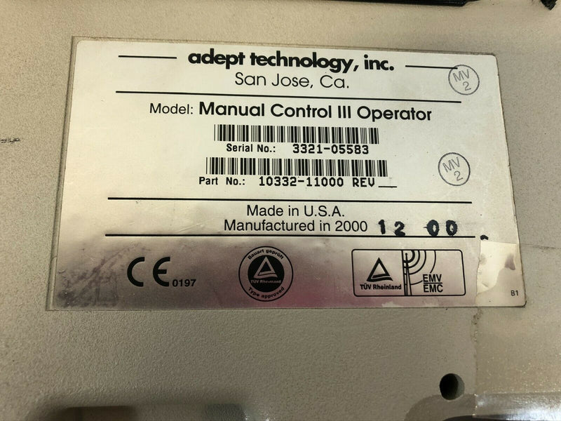 Adept Technology Manual Control III Operator 10332-11000