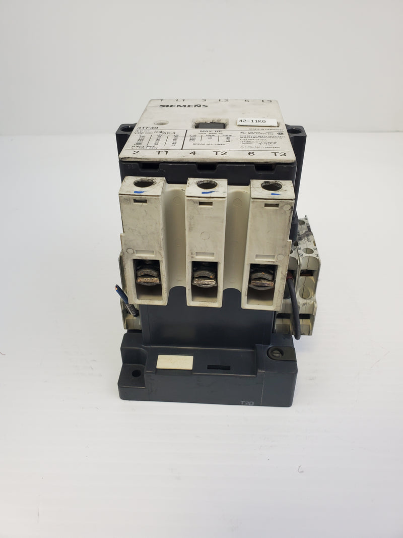 Siemens Power Contactor 3TF49 105A 600VAC