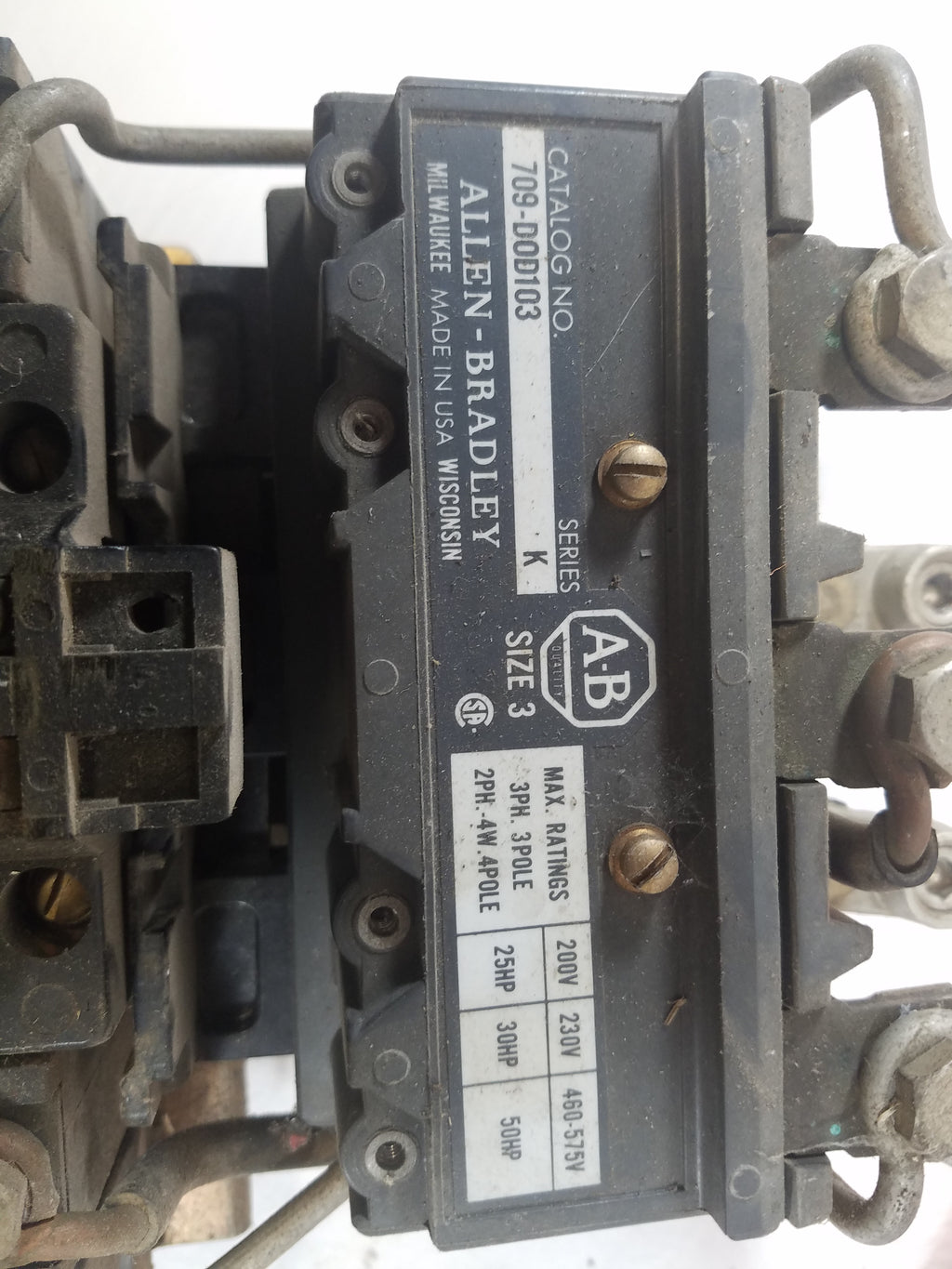 Allen Bradley 709-D0D103 Series K Size 3 Starter with 3 Terminal Blocks ...