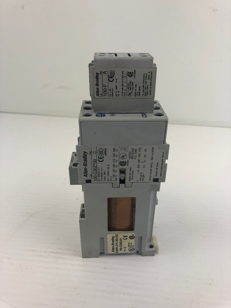 Allen-Bradley 100-C30DJ01 Contactor with Contact Block 100-C30Z*00 & 100-F