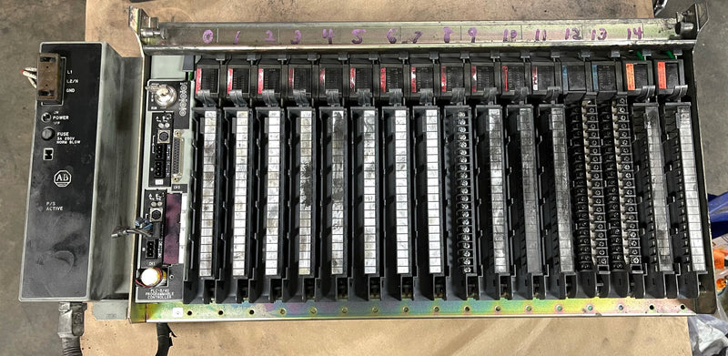 Allen-Bradley 1771-A4B Series B PLC 1771-P7B with Modules 16 Slot I/O Chassis