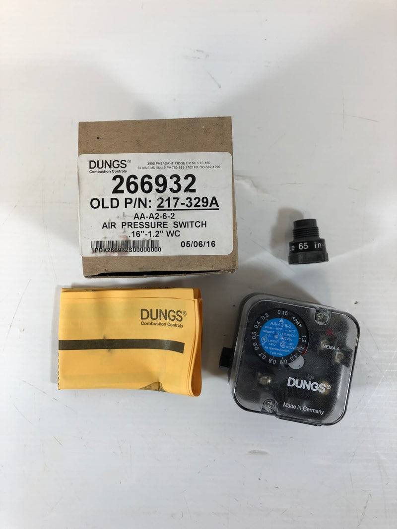Dungs 266932 Air Pressure Switch 217-329A .16"-1.2" WC